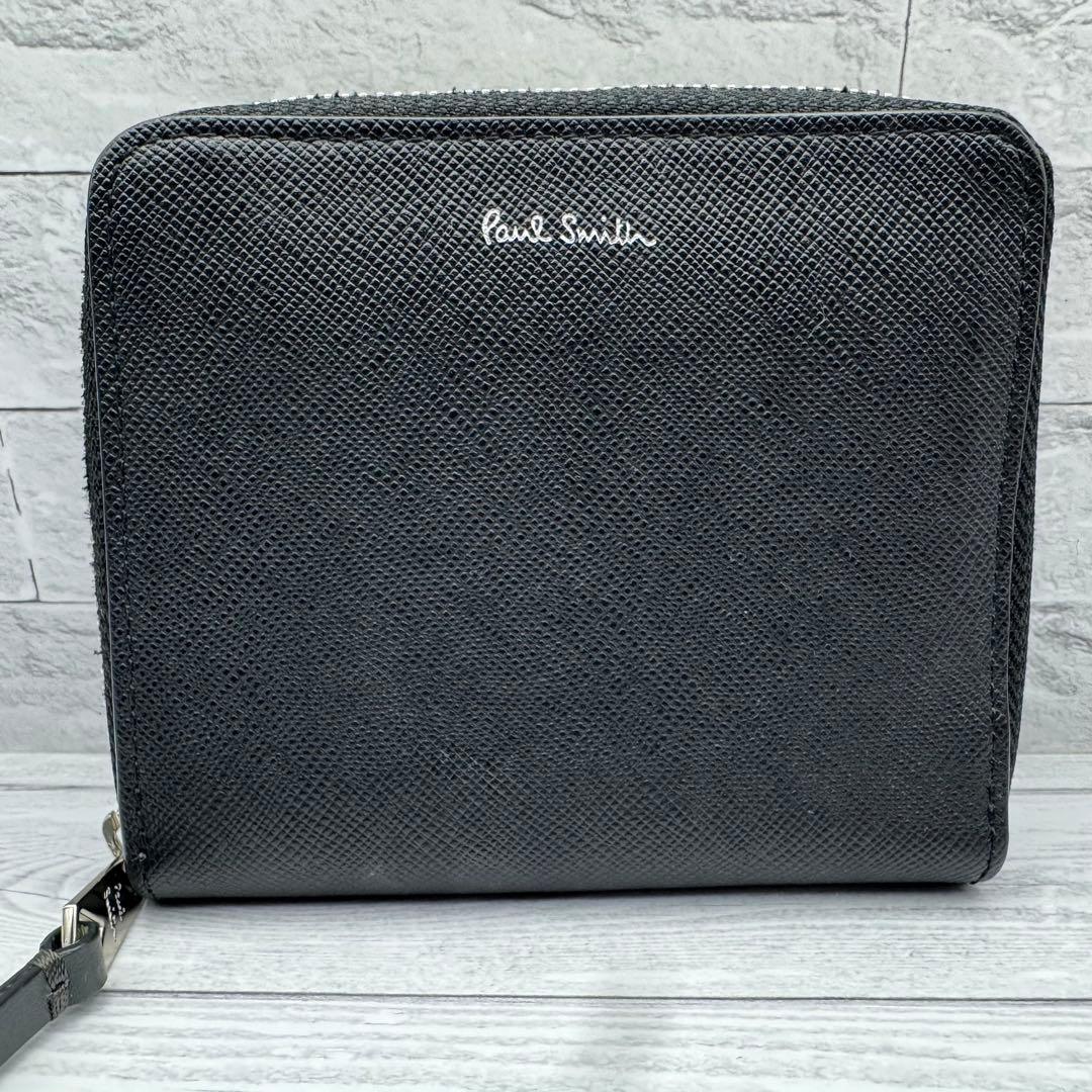 【極美品】ポールスミス バイカラー ラウンドファスナー　長財布 　ブラック