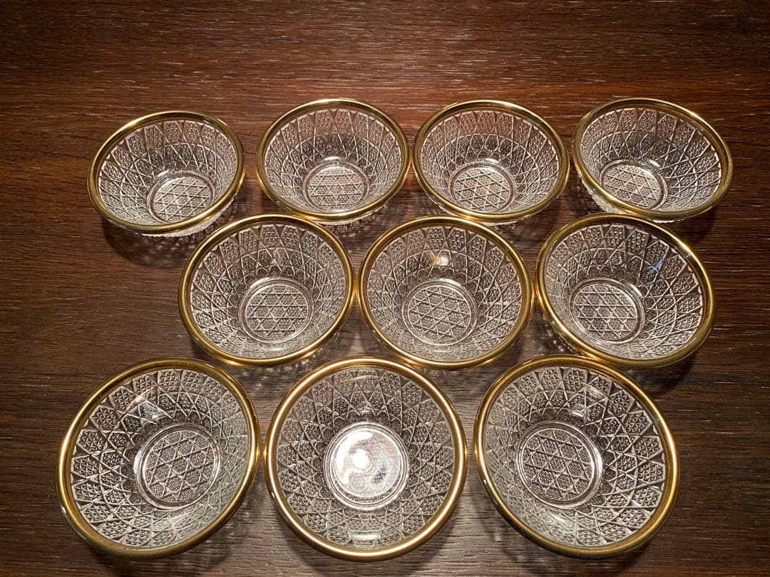 珍味入れ　金付切子柄珍味入れ5客珍味入れ