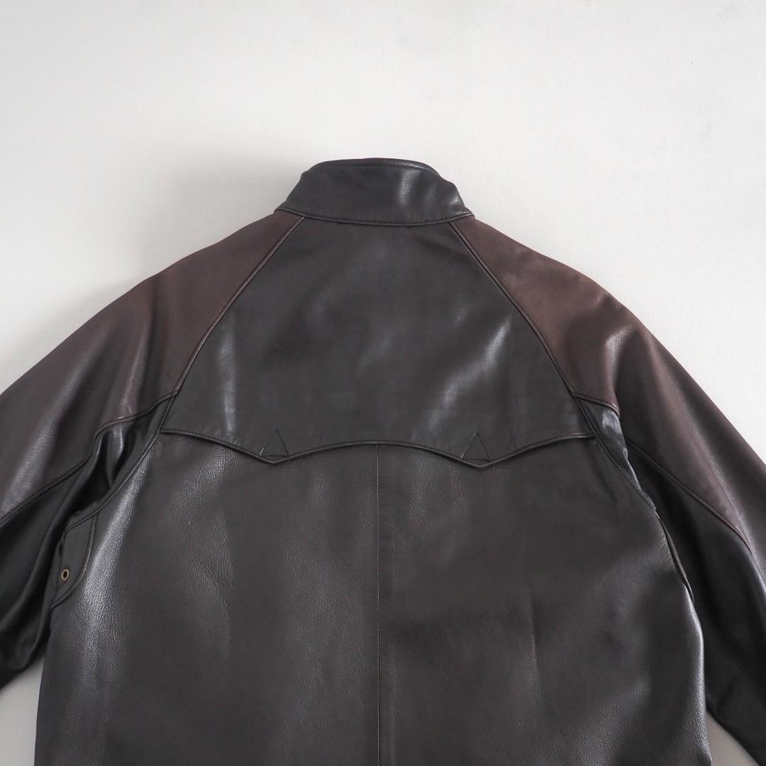 ラルフローレン　羊革　レザージャケット　ブラウン　裏地チェック　美品