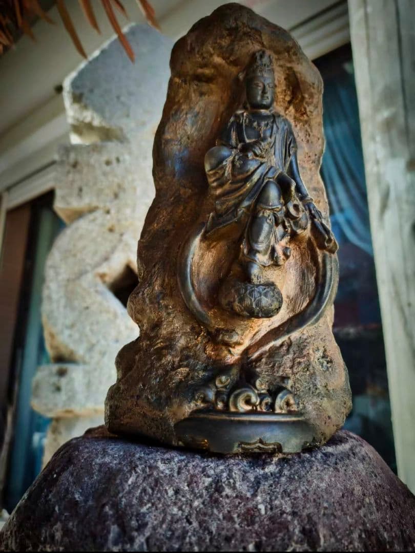 石像 石仏 持書観音仏像 祈福 学習書斎 玄関 茶道 礼仏 装飾品 工芸品