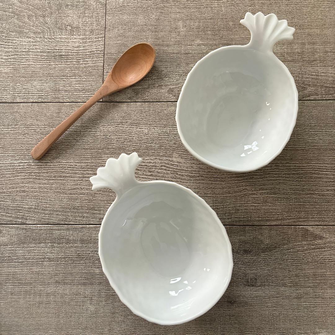 2点　フランス　リモージュ　パイナップル　ボウル　スープ　サラダ