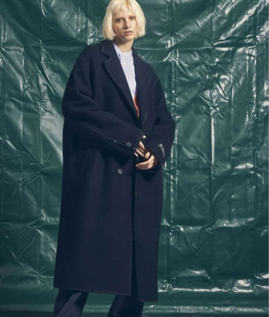 メゾンスペシャル　SUPER140Sウールカットオフステッチダブルオーバーコート