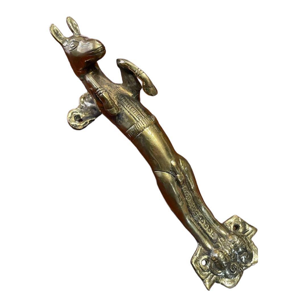 即日発送 新品 送料無料 アンティーク ドアハンドル チベット密教 馬 約25㎝