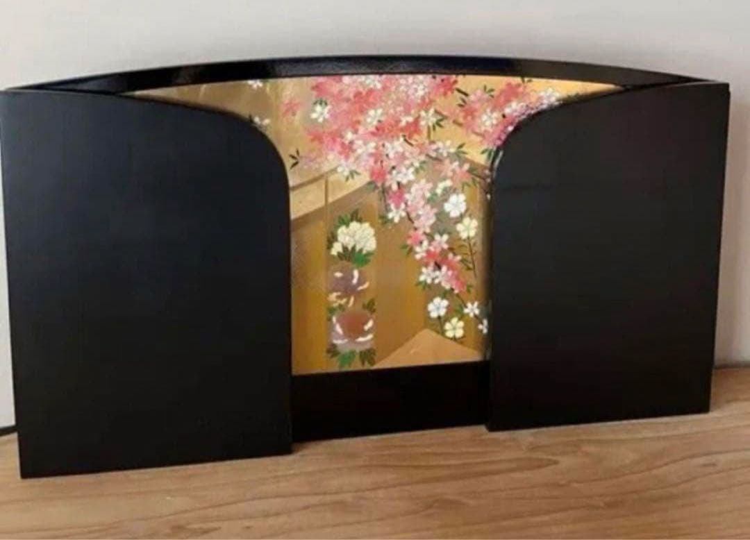 金屏風　折れ屏風　おひなさま　道具　ひな祭り　お雛様　雛人形　三つ折り屏風