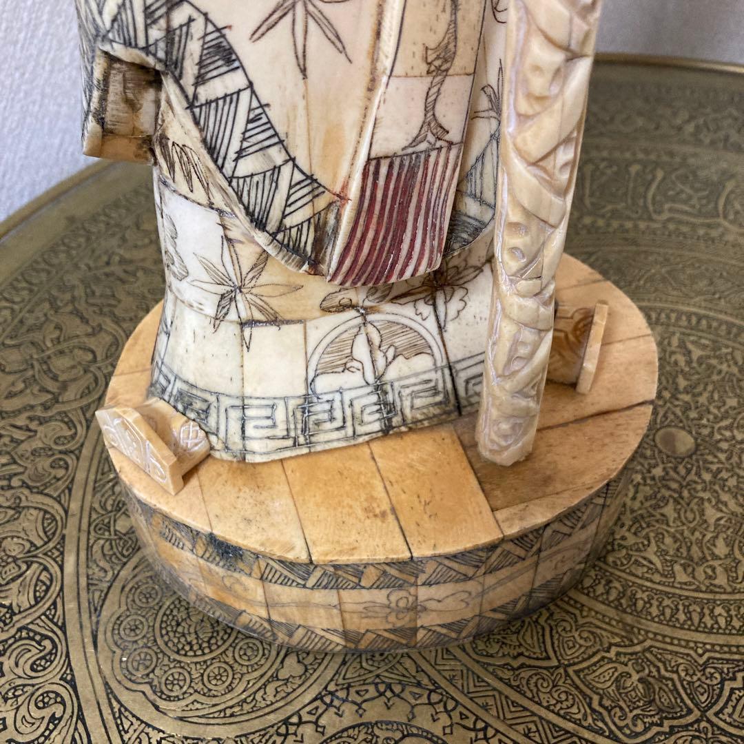 天然素材　老人置物　珍品〈検 寿老人　福禄寿　仙人　精密細工彫　七福神　縁起物