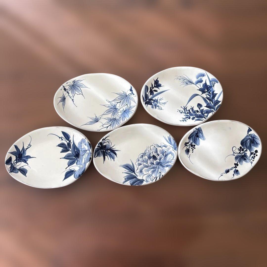 京焼　陶葊　染付　5枚セット