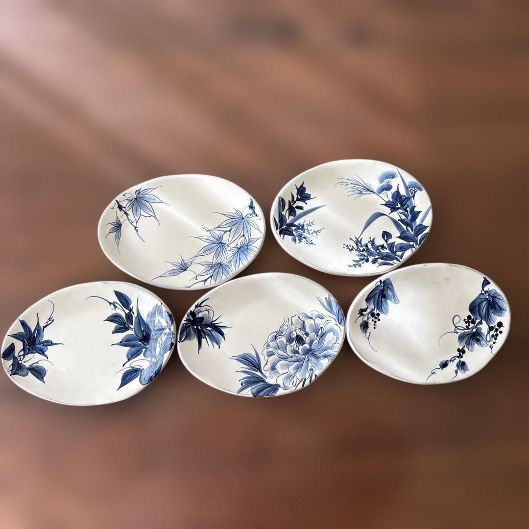 京焼　陶葊　染付　5枚セット