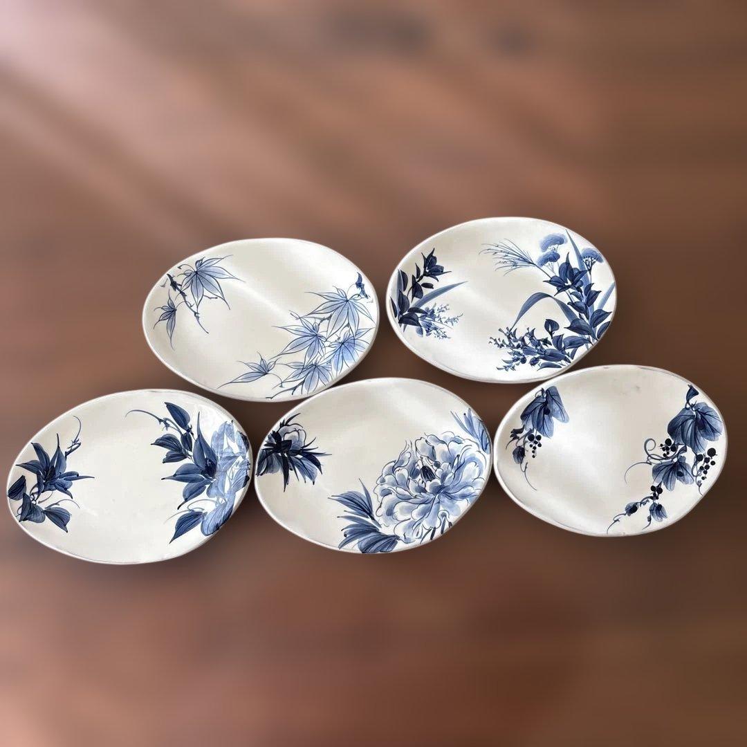 京焼　陶葊　染付　5枚セット