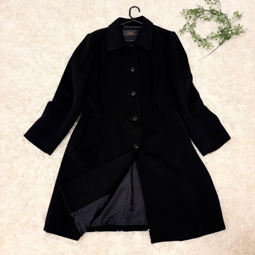 【極美品✨】Leilian カシミヤ100% ロングコート 黒 日本製 Lサイズ