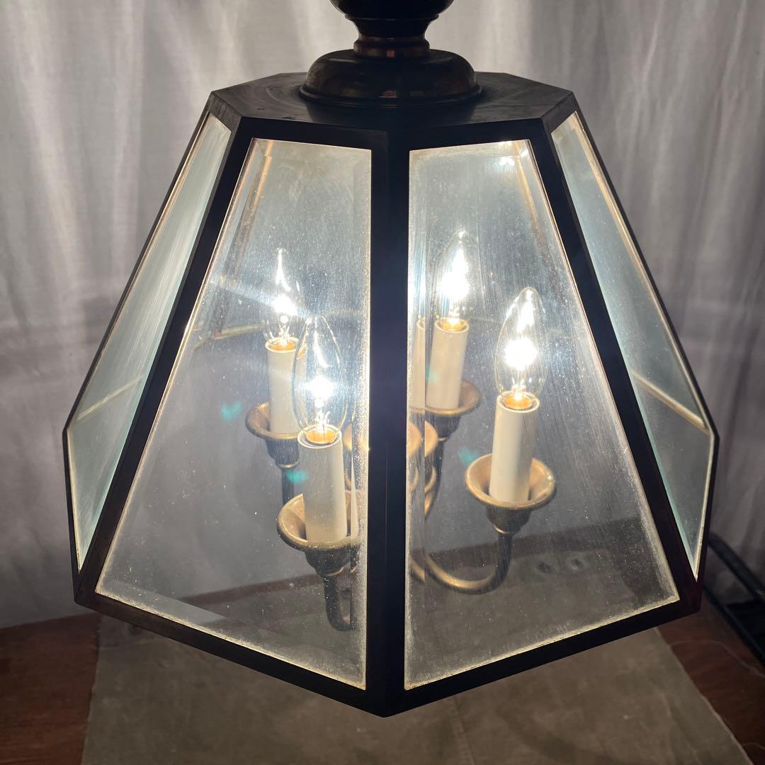 ビンテージ◾️4灯 天井照明 ゴールドフレーム ペンダントライト シャンデリア A