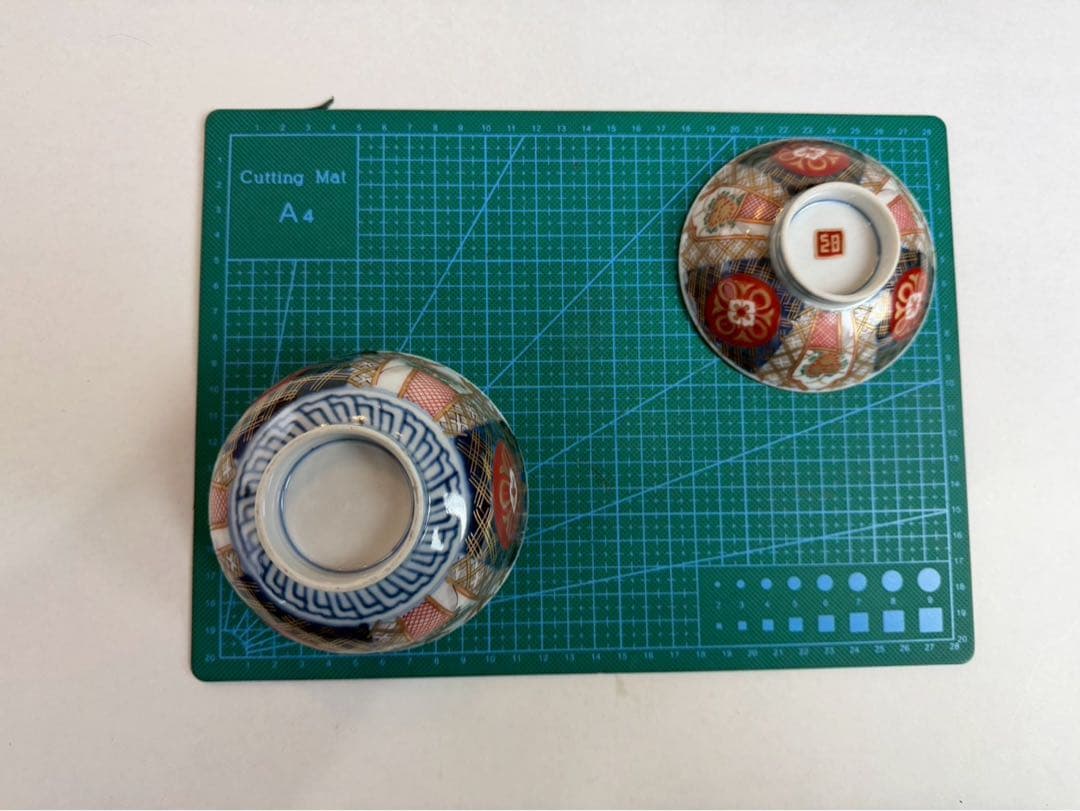 有田焼き　古伊万里　赤茶碗　蓋付き　色絵　5つ　NO.03