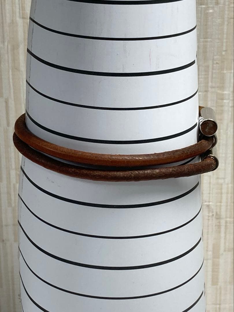 HERMES エルメス　トゥルニス　シルバー金具　2連ブレスレット　箱付き