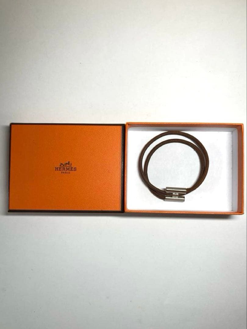 HERMES エルメス　トゥルニス　シルバー金具　2連ブレスレット　箱付き
