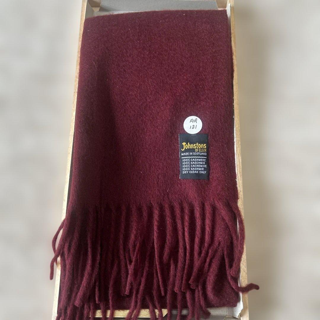 新品Johnstons of Elgin カシミヤ 100%マフラー バーガンデ