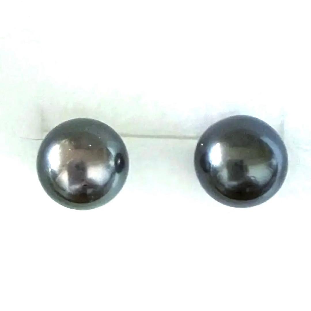 タヒチ黒蝶真珠9.7mm 14Kイエローゴールド スタッドピアス