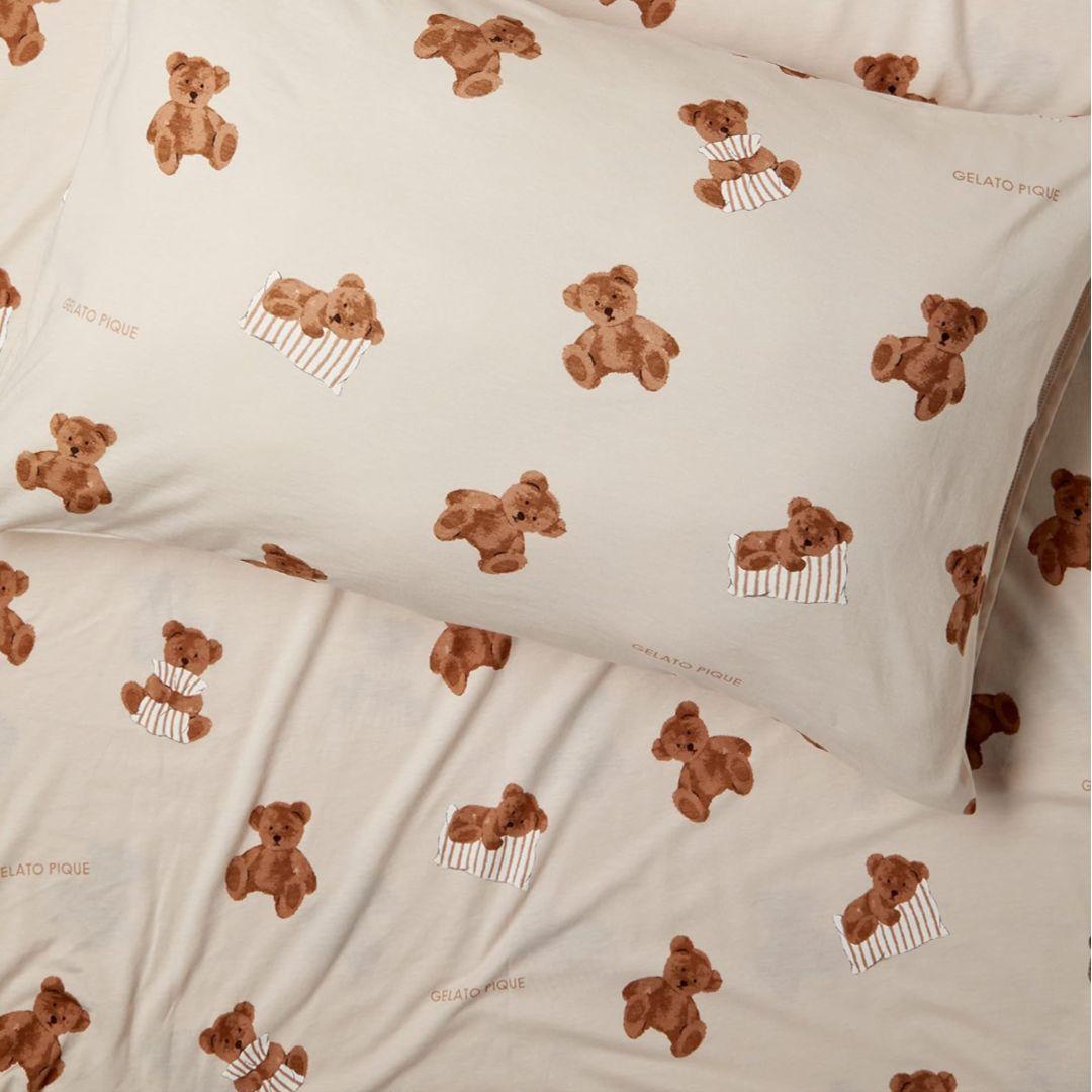 新品 ジェラピケ 布団カバー 枕カバー BOXシーツ ベア柄3点 セミダブル