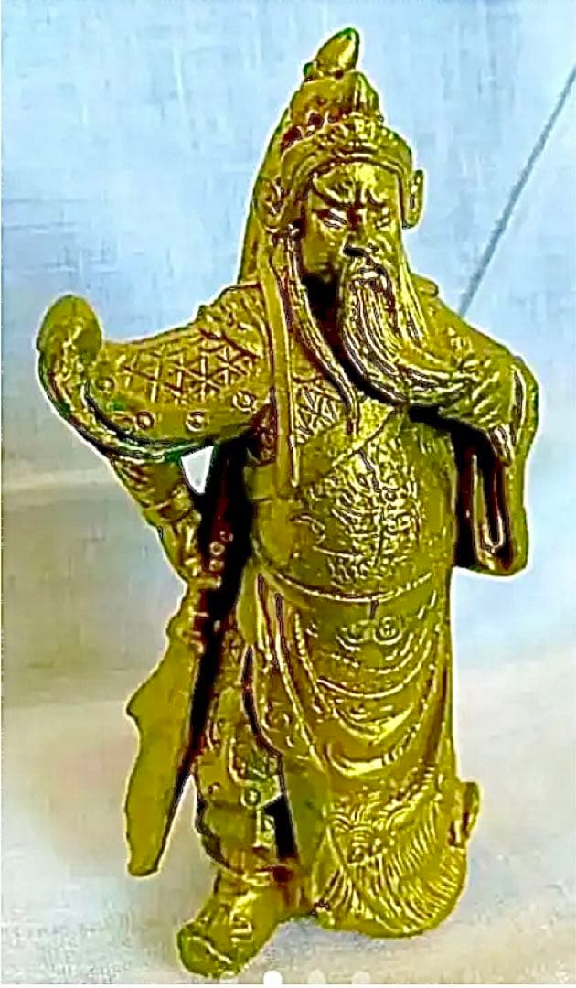 金運財運爆上げ　勝運アップ！商売繁盛！関帝廟神　銅製　関羽立像　三国志