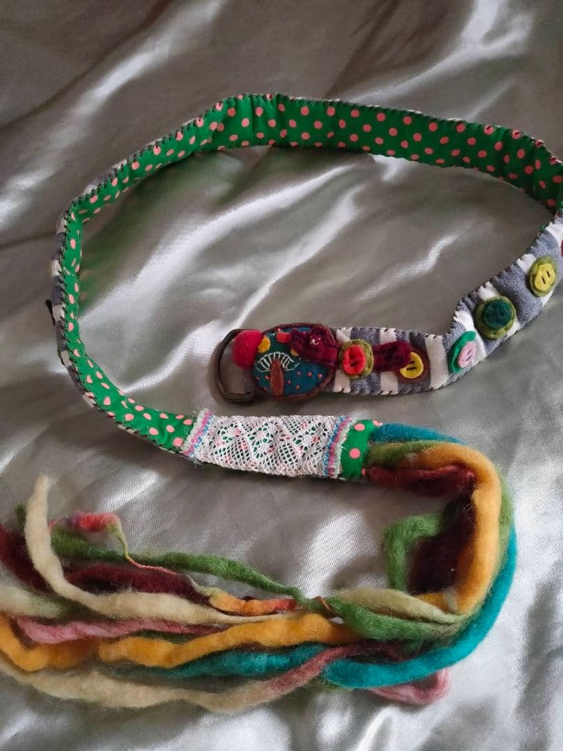 作家作品オーダーメイド ベルト パッチワーク 猫柄