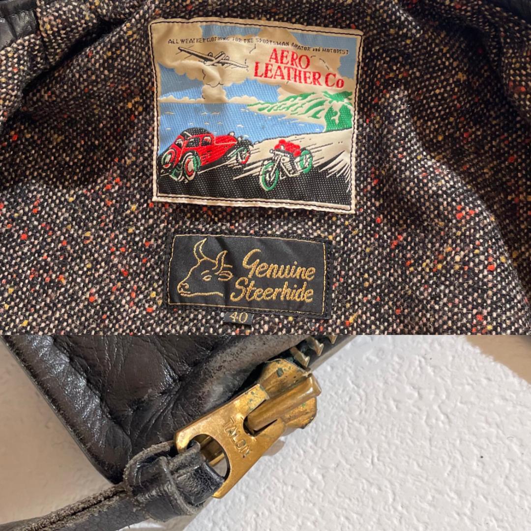 希少80s　エアロレザー　ハイウェイマン　ステアハイド　ライダース　牛革　40