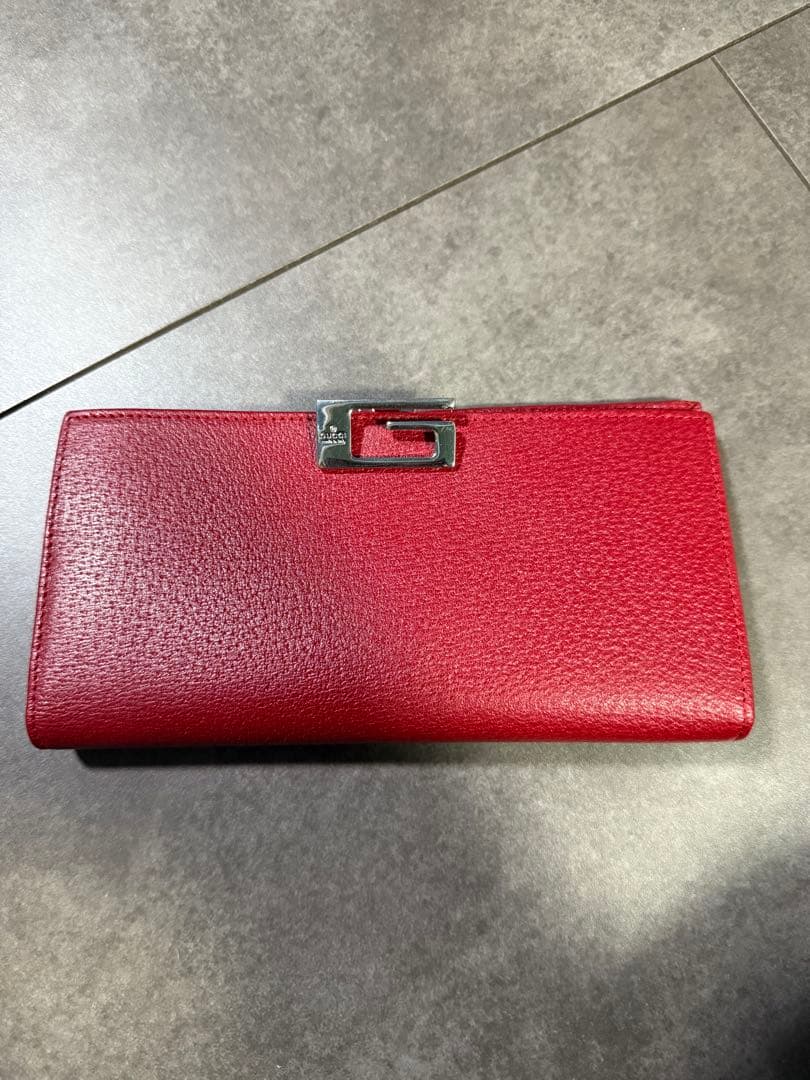グッチ GUCCI 長財布 G金具 赤　小物 レザー Wホック レディース
