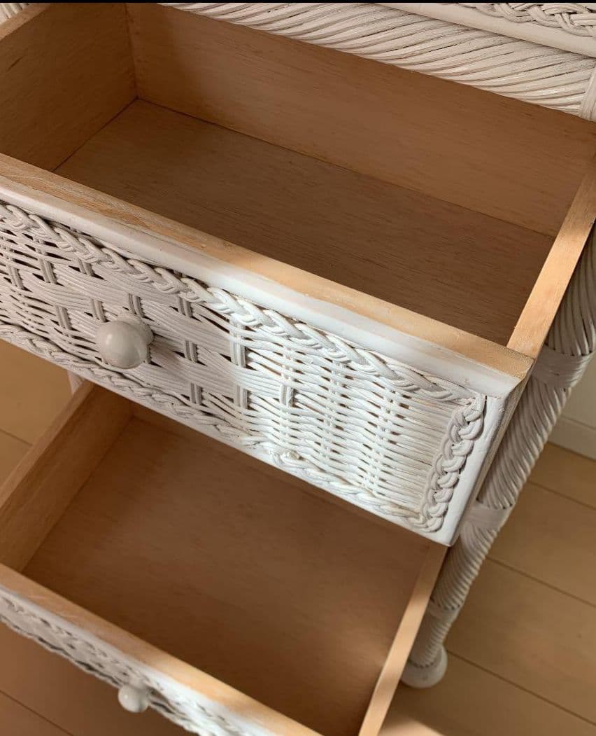 ホワイトラタン/チェスト/アンティーク風/シャビーシックB