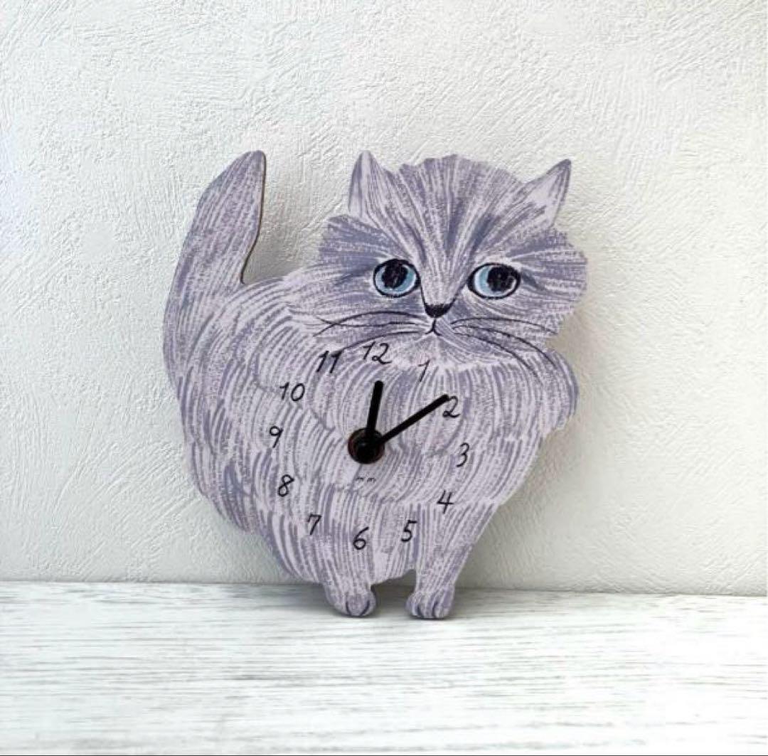 新品　松尾ミユキ　ダイカット クロック　elliot 猫　ねこ　ネコ　キャット
