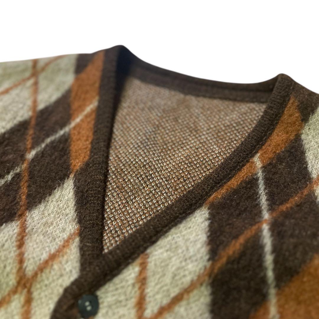 60s VINTAGE ビンテージ アーガイル柄ブラウンカーディガン