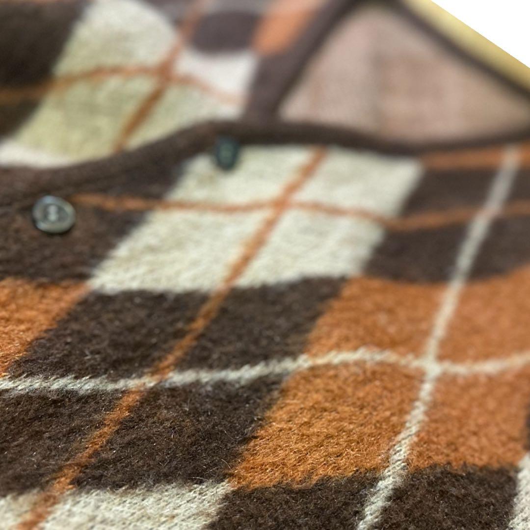 60s VINTAGE ビンテージ アーガイル柄ブラウンカーディガン