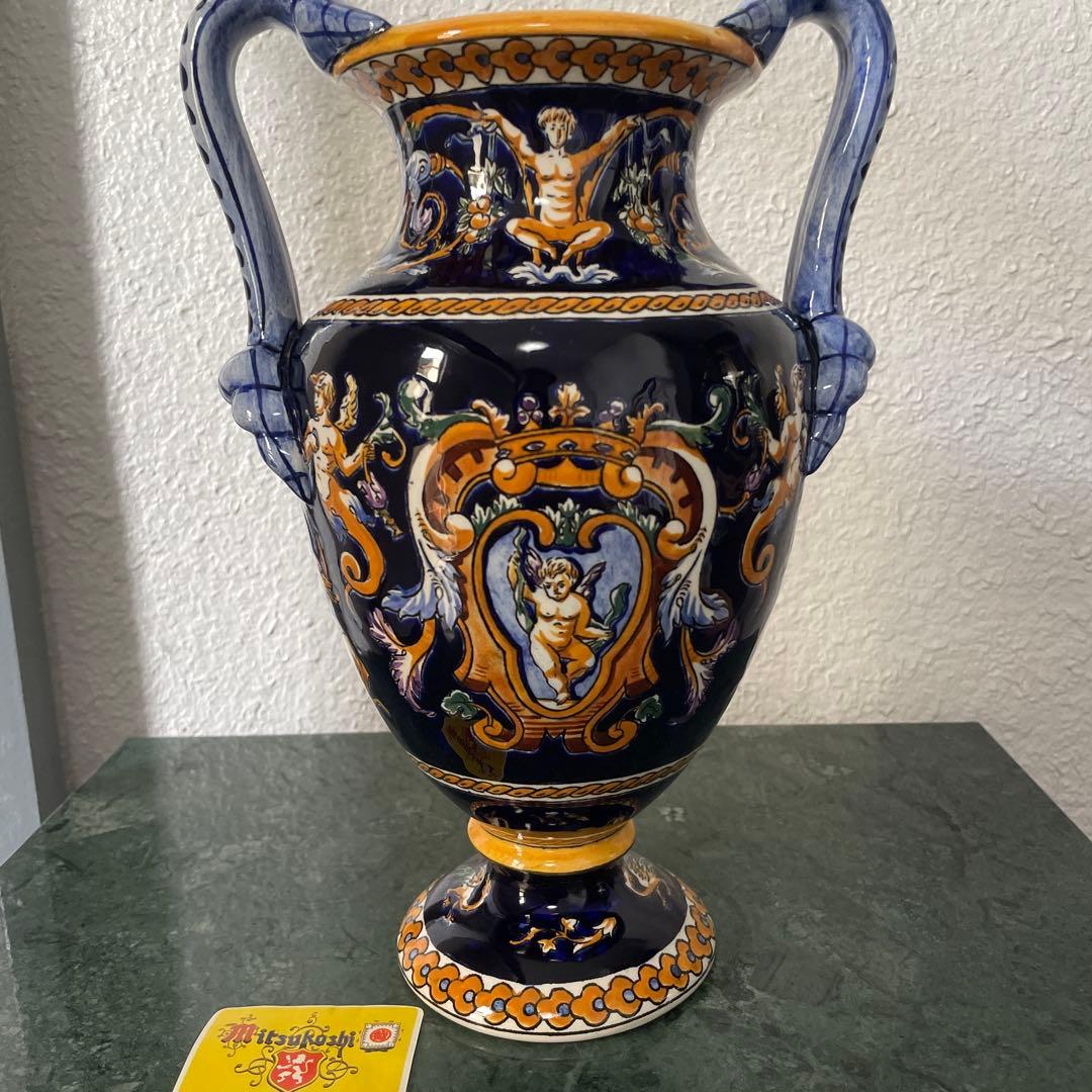 GIEN ジアン　フランス　花瓶　花びん　アンティーク　花器　取って付き　洋風