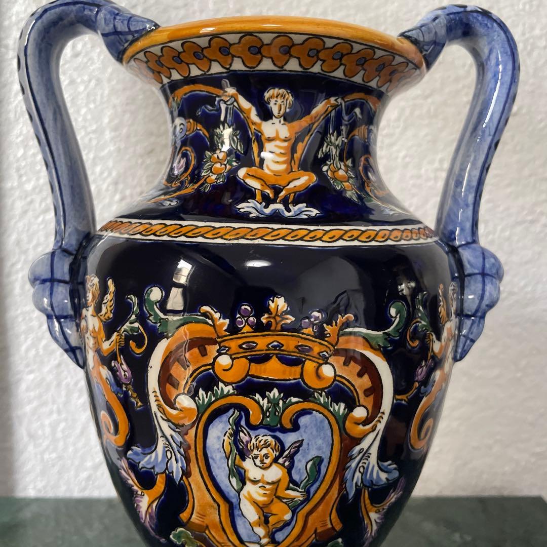 GIEN ジアン　フランス　花瓶　花びん　アンティーク　花器　取って付き　洋風