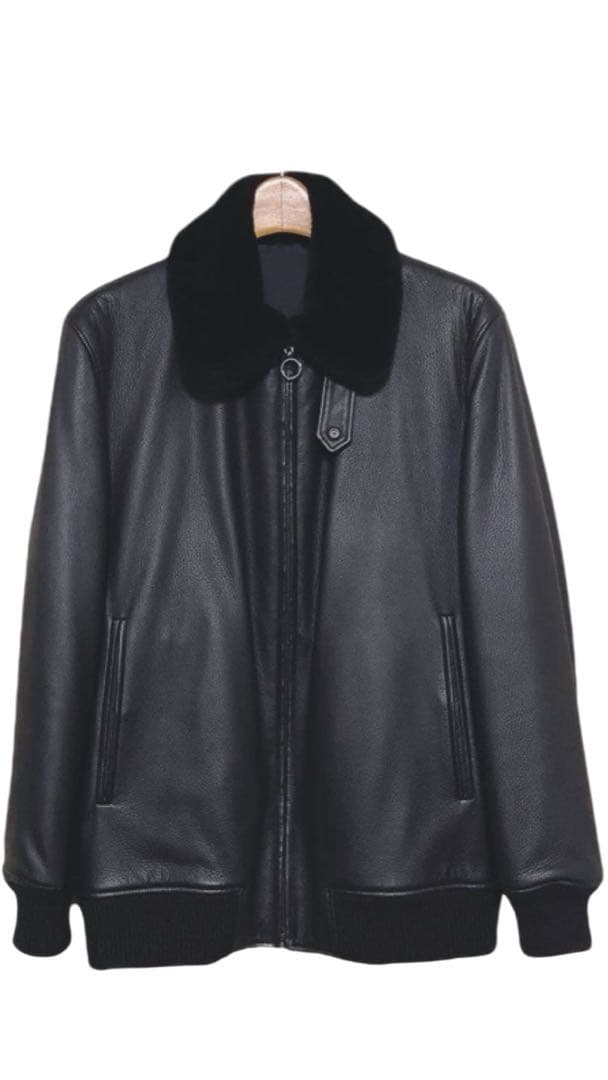 【売り切り価格】seraphin レザーフライトジャケット 黒 46 鹿革