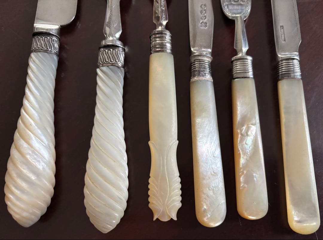 マッピンウエッブ　シルバー　白蝶貝　デザートフォークとナイフセット5組10本