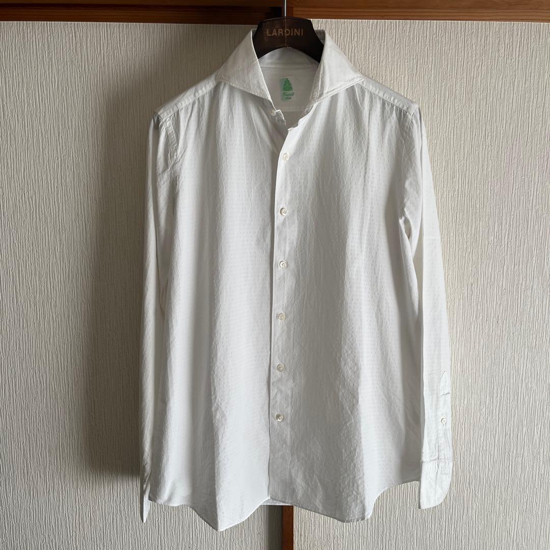 【美品】Finamore フィナモレ　小紋刺繍　シャツ