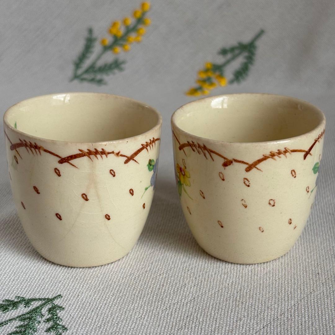 031 スージークーパー　プランタン小花　エッグカップ2個セット　ブラウン　茶色