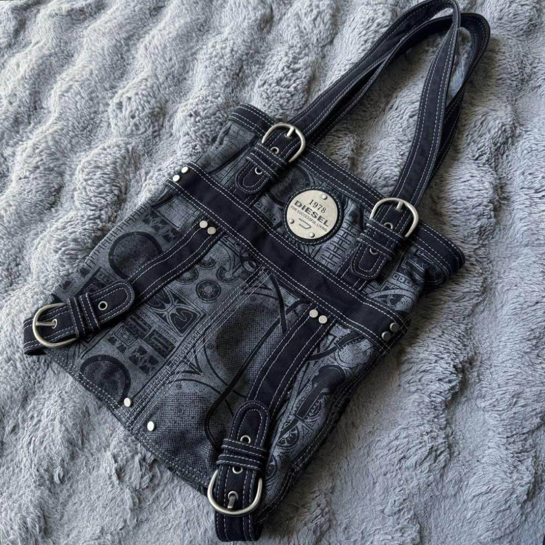 バッグ DIESEL 00s tote bag Y2K ash gray l