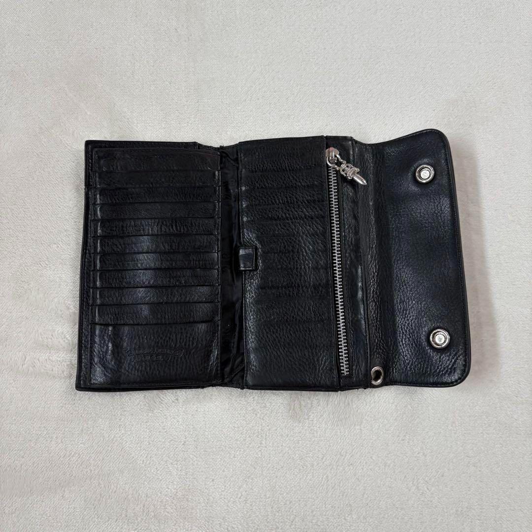 CHROME HEARTS WAVE ダガー　レザーウォレット　長財布　ブラック