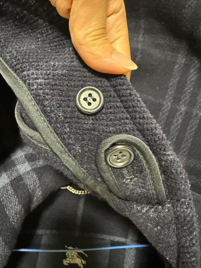 バーバリー　ネイビー系チェック ダッフルコート