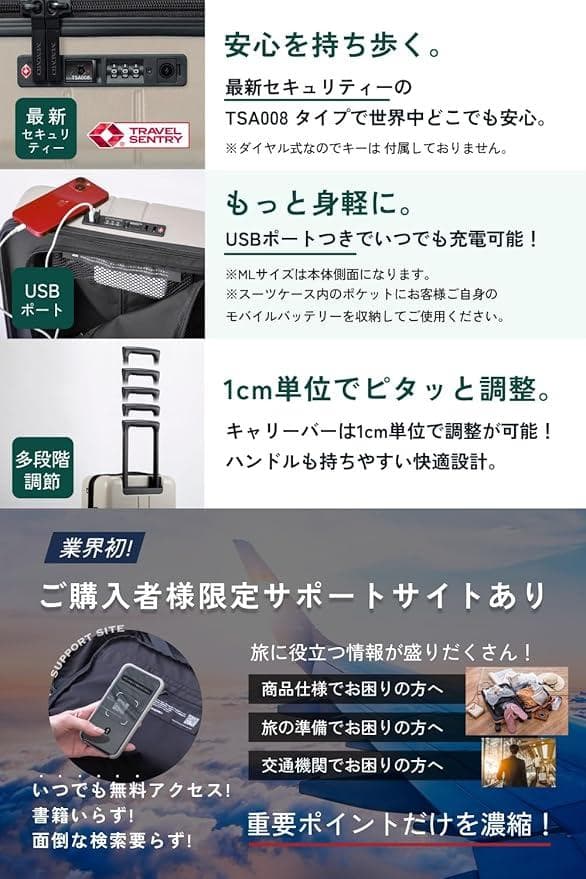 ブラックキャリーケース 4輪 ダブルジッパー