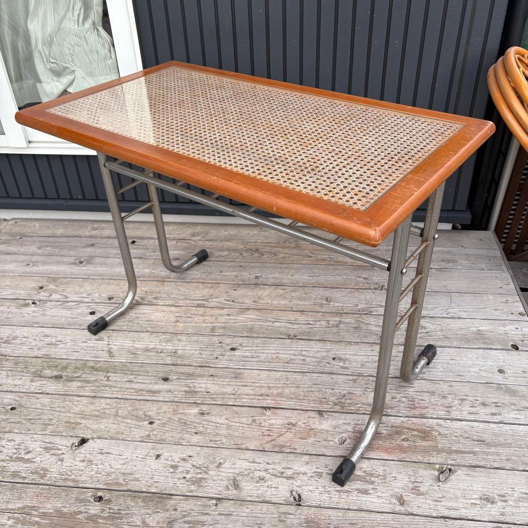 北欧レトロ オリバー メタルフレーム ラタンカウンターテーブルダイニングテーブル