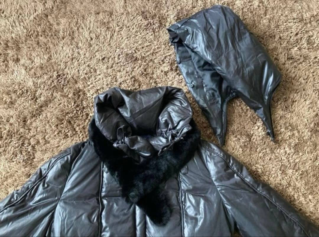 エムズグレイシー ロング ダウン コート ジャケット リボン Aライン ファー