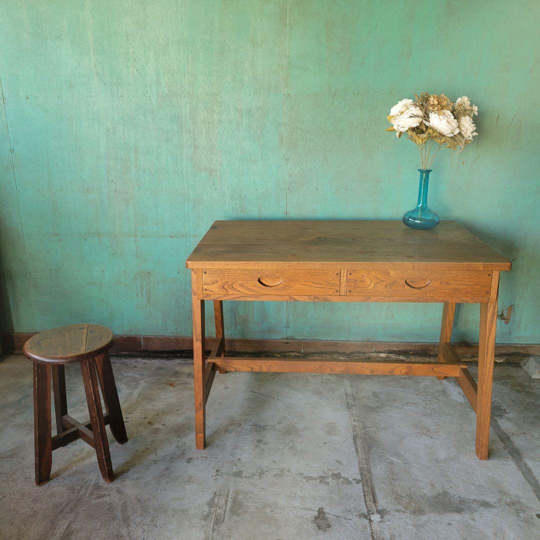 レトロ　ヴィンテージ　木製無垢材　平机 古家具 学習机
