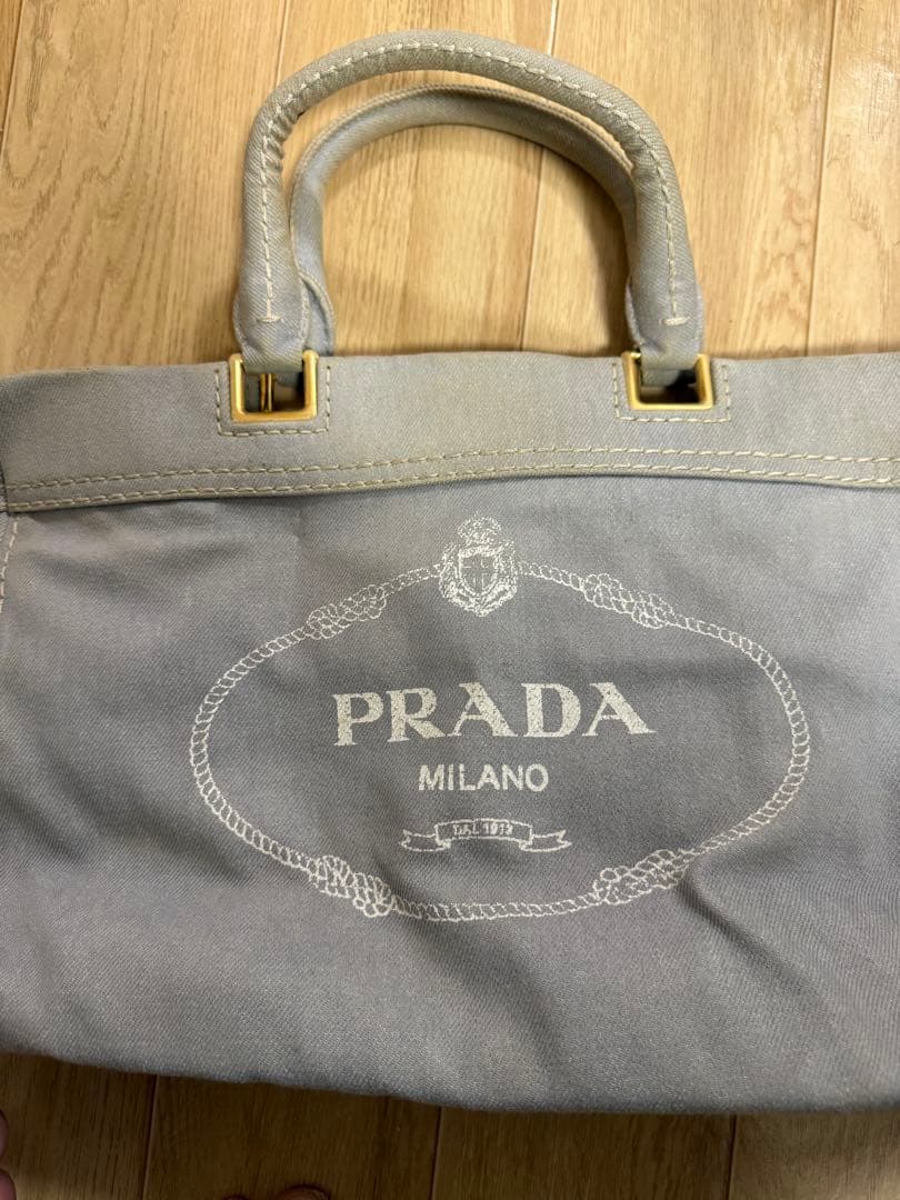 PRADA グレー キャンバストートバッグ　カナパ