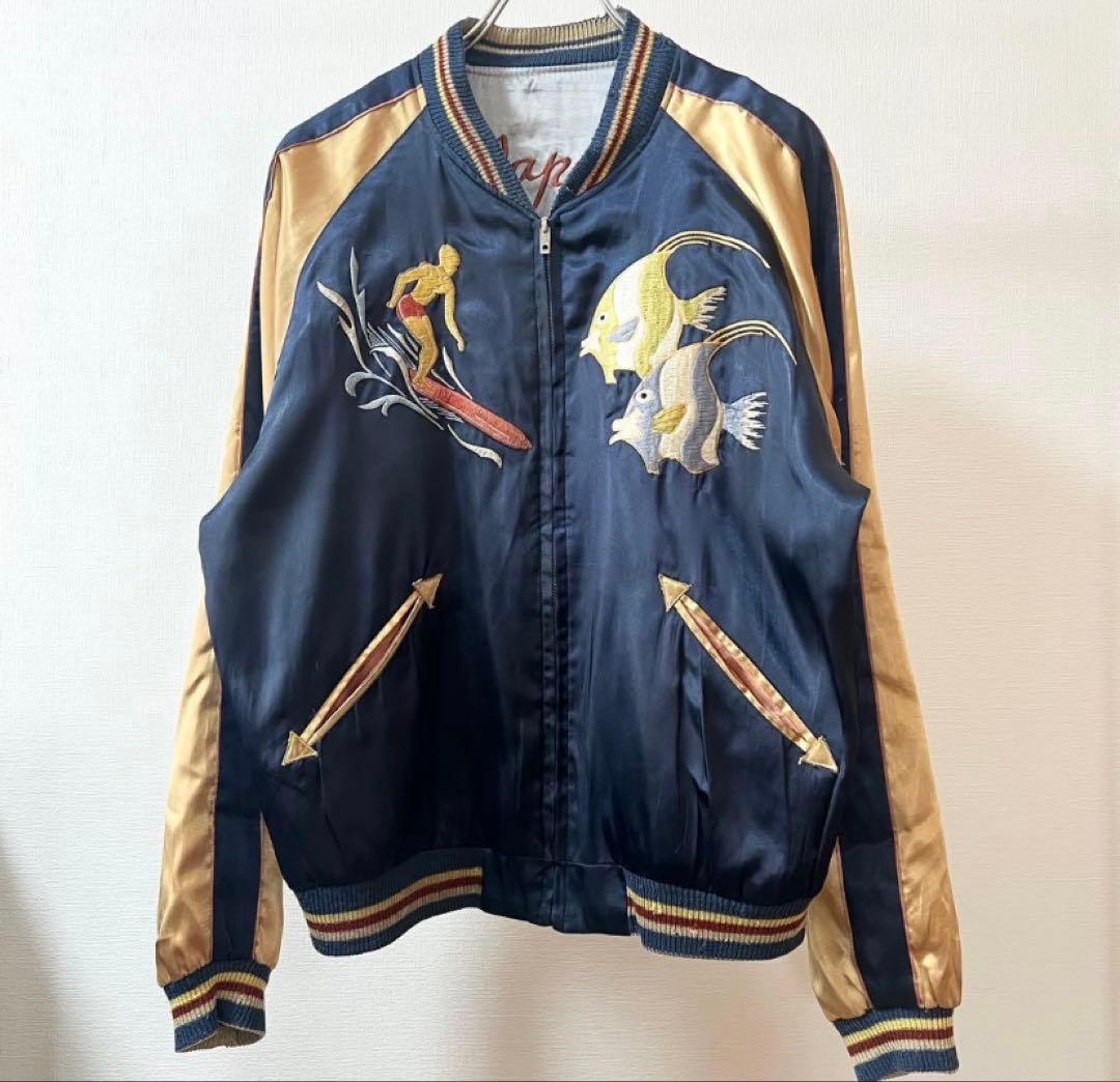 今週末まで値下げ　テーラー東洋 スカジャン ウクレレ アロハ 龍 リバーシブル