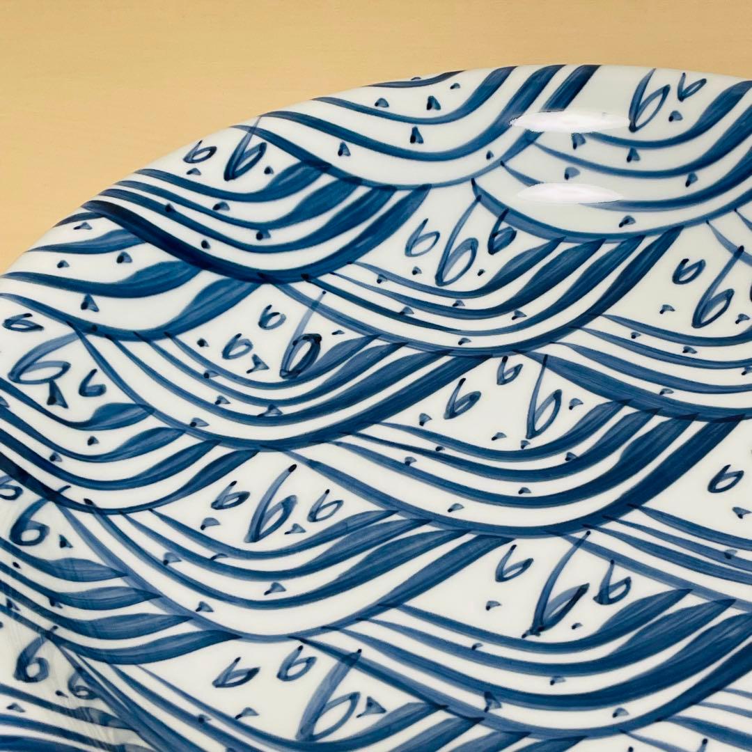 特大 有田焼 源右衛門 染付四海波 皿 大皿 大鉢 深皿 直径36.5cm