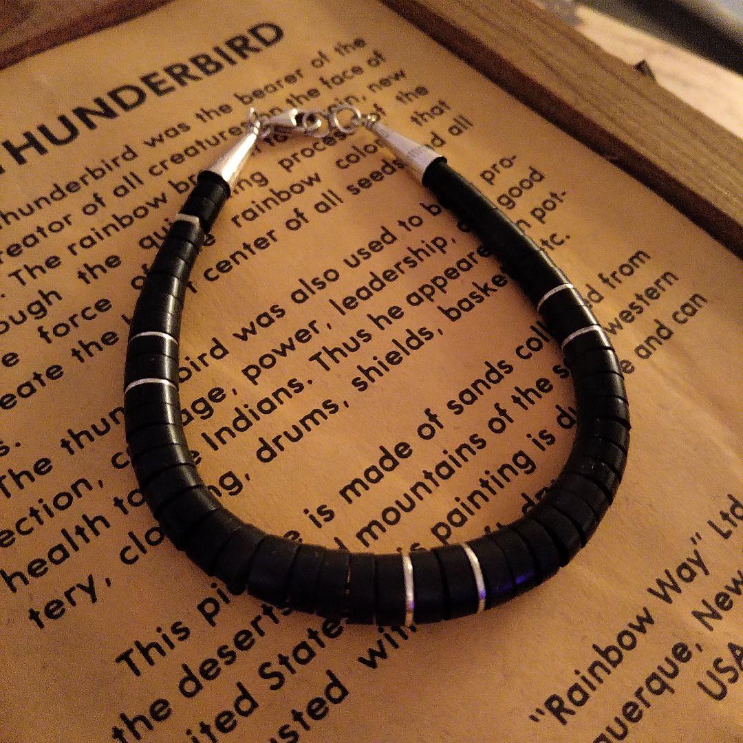  LOVATO ヒシブレスレット ブラックジェット/シルバーチップ