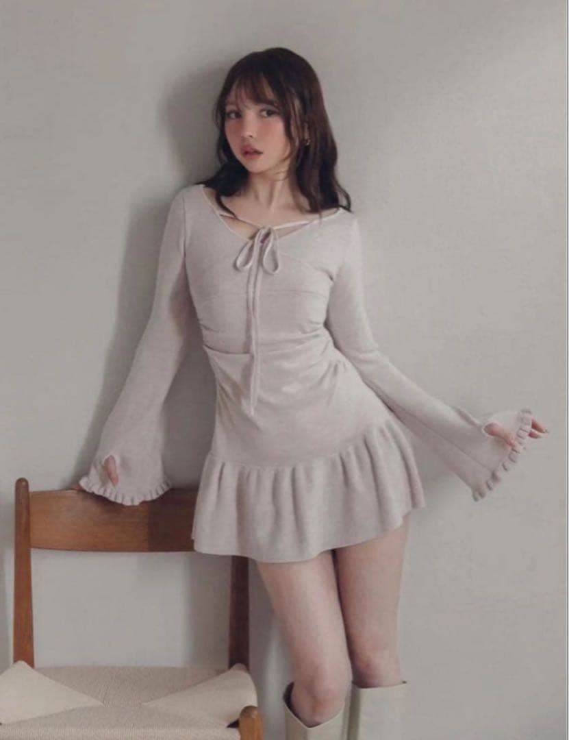 ワンピース andmary Fleur knit mini dress