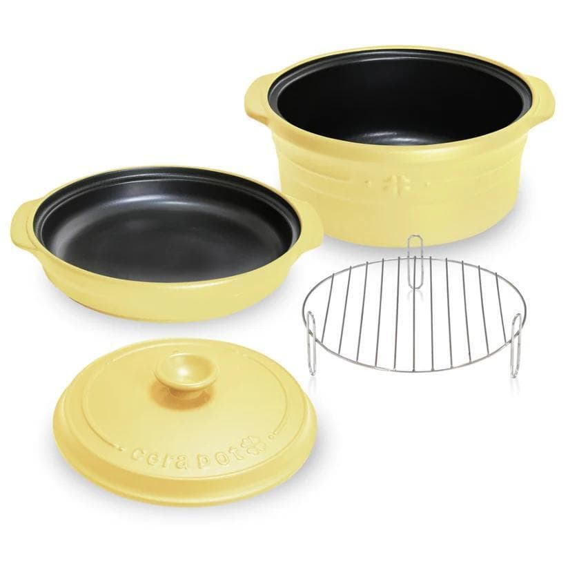 M1495 【未使用】セラポット レモンイエロー 26cm 5点セット
