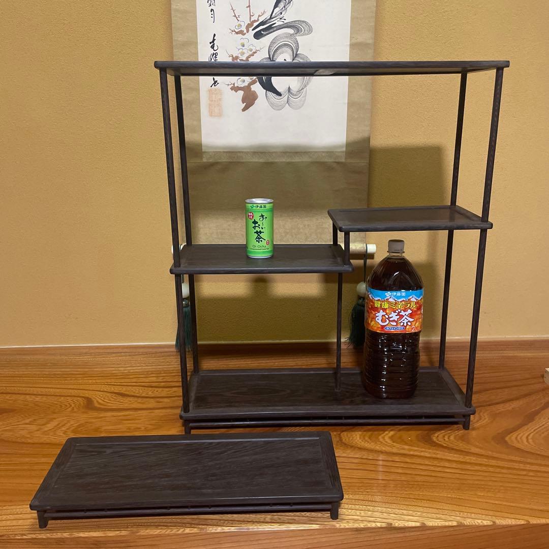 唐木 黒檀 小品盆栽飾り棚 箱卓 床の間置き台 ビンテージ品 昭和レトロ