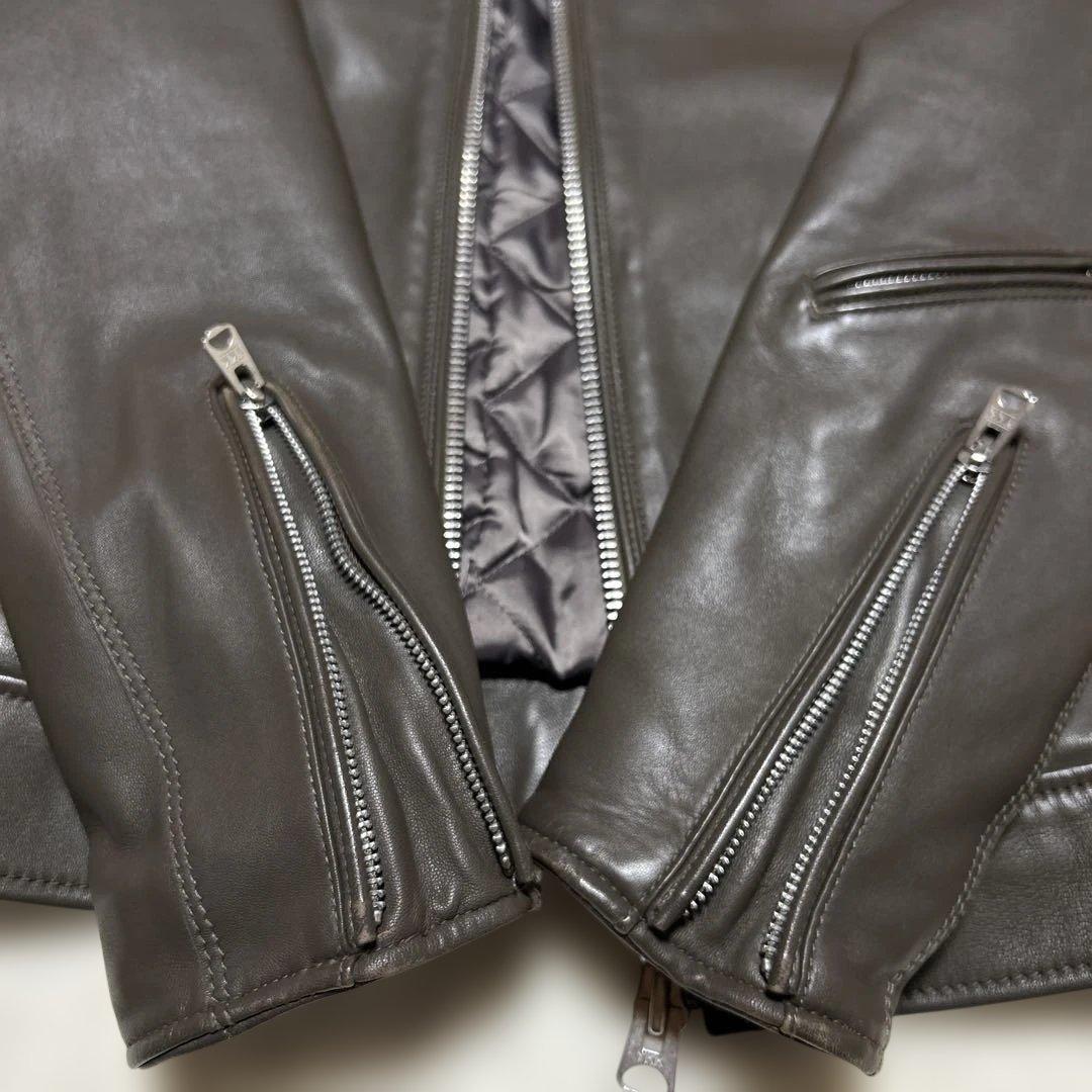 極美品 ナノユニバース レザーライダースジャケット M 羊革 ラムレザー