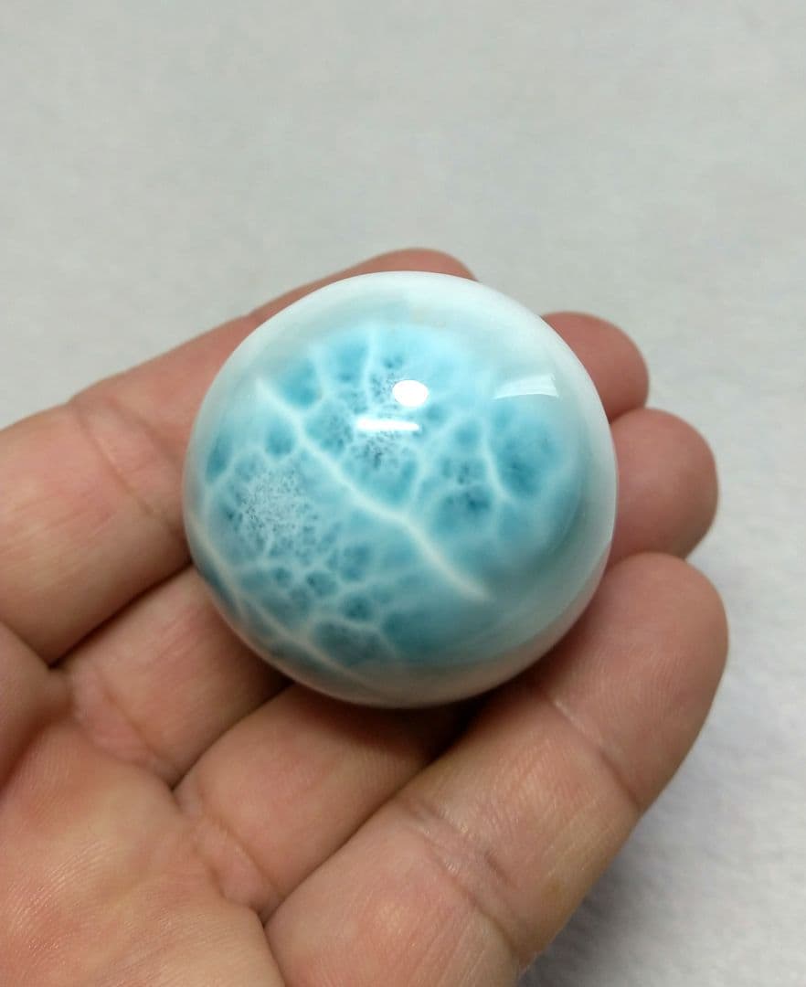 【良質,希少】ラリマー スフィア　４２㎜　置物　丸玉　美品　天然